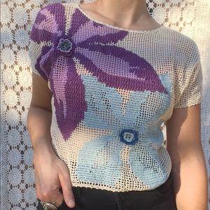SOLD Cotton Floral Knit Top